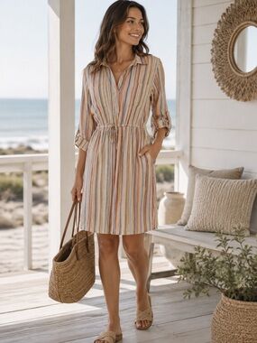 Alex & Parker Striped Shirt Dress